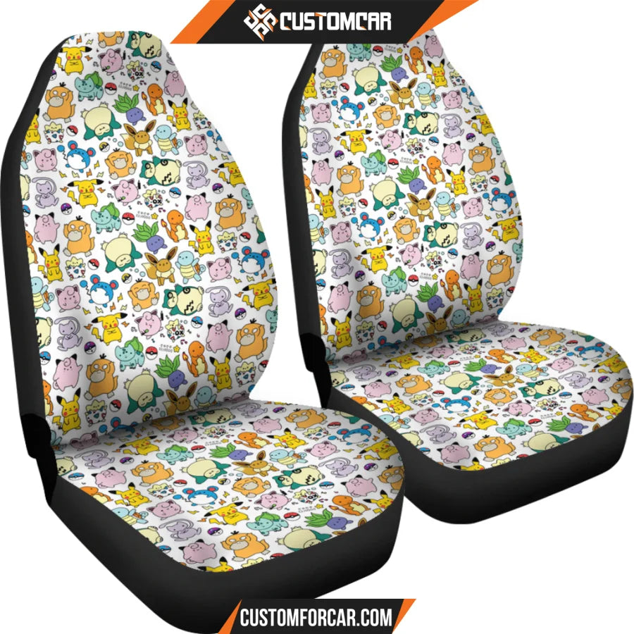 Pokemon Anime Car Seat Covers | Chibi Tiny Pokemon Patterns