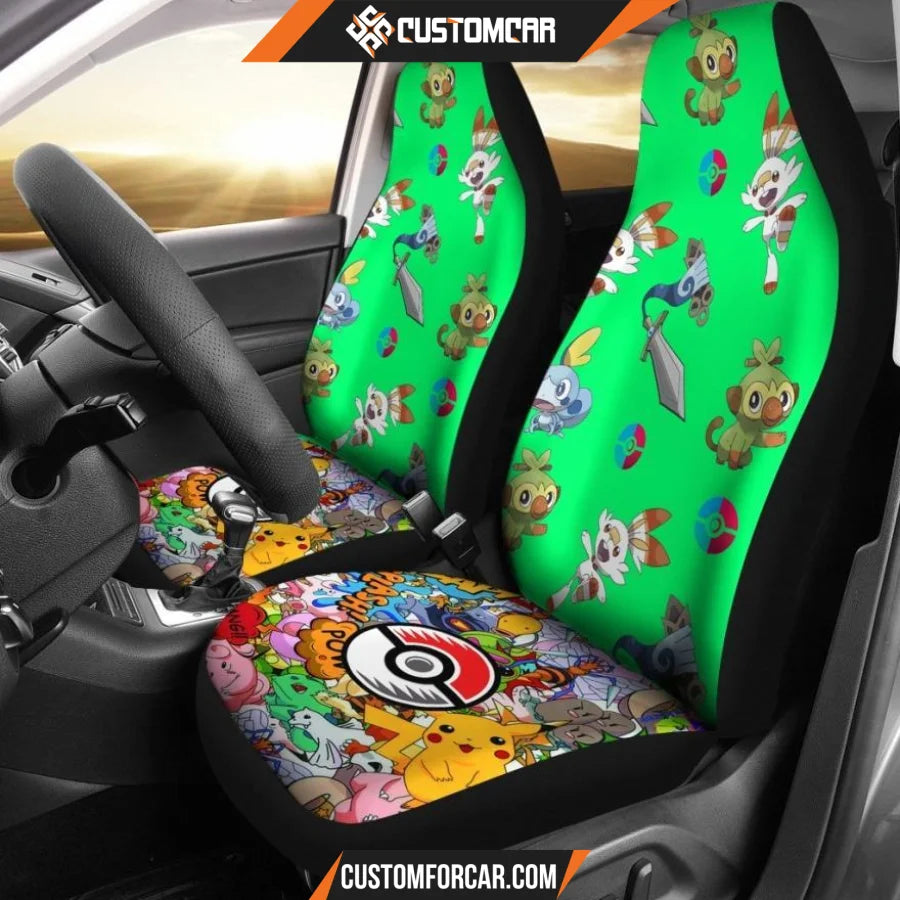 Pokemon Anime Car Seat Covers | Cute Chibi Pokemon Patterns 