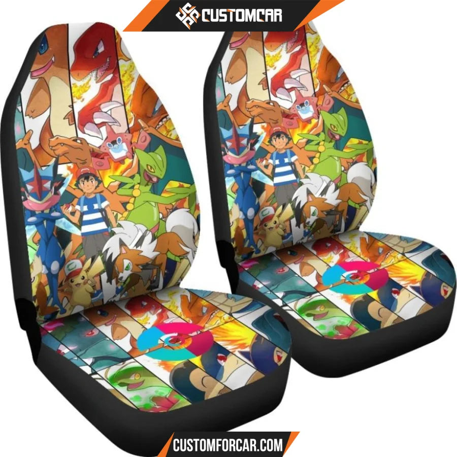 Pokemon Anime Car Seat Covers | Satoshi Fire And Water 