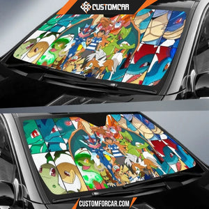 Pokemon Anime Car Sunshade | Satoshi Fire And Water Pokemon 