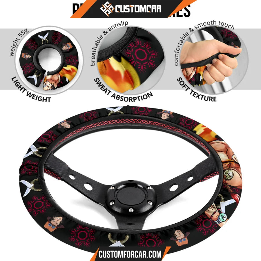 Portgas D. Ace One Piece Christmas Steering Wheel Cover