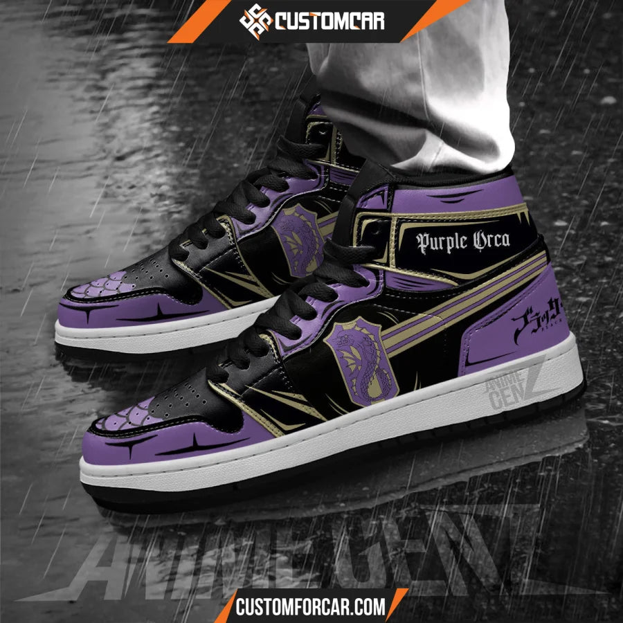 Purple Orca JD Sneakers Black Clover Custom Anime Shoes