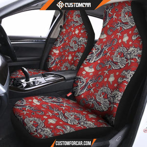 Red Chinese Dragon Floral Print Car Seat covers Car 