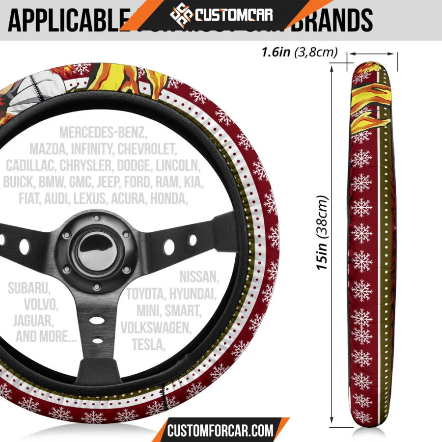 Rengoku Kyojuro Demon Slayer Steering Wheel Cover Anime Car