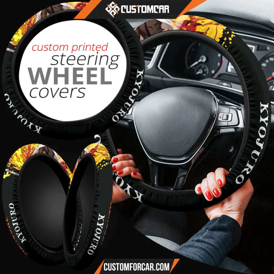 Rengoku Kyojuro Demon Slayer Steering Wheel Cover Anime Car