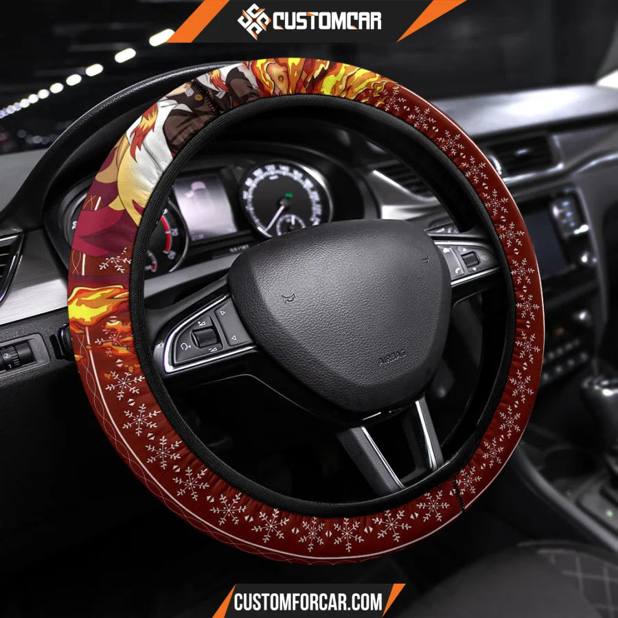 Rengoku Kyojuro Demon Slayer Steering Wheel Cover Anime Car