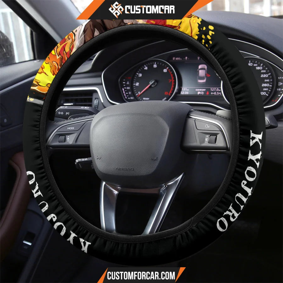 Rengoku Kyojuro Demon Slayer Steering Wheel Cover Anime Car