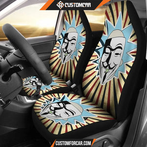 Rick And Morty Car Seat Covers Rick Anonymous Mask Grunge Retro Seat Covers R21605 DECORINCAR 1