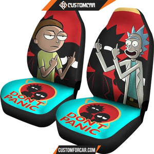 Rick And Morty Car Seat Covers Rick & Morty Don't Panic Silhouette Seat Covers R51402 DECORINCAR 4