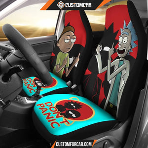 Rick And Morty Car Seat Covers Rick & Morty Don't Panic Silhouette Seat Covers R51402 DECORINCAR 1