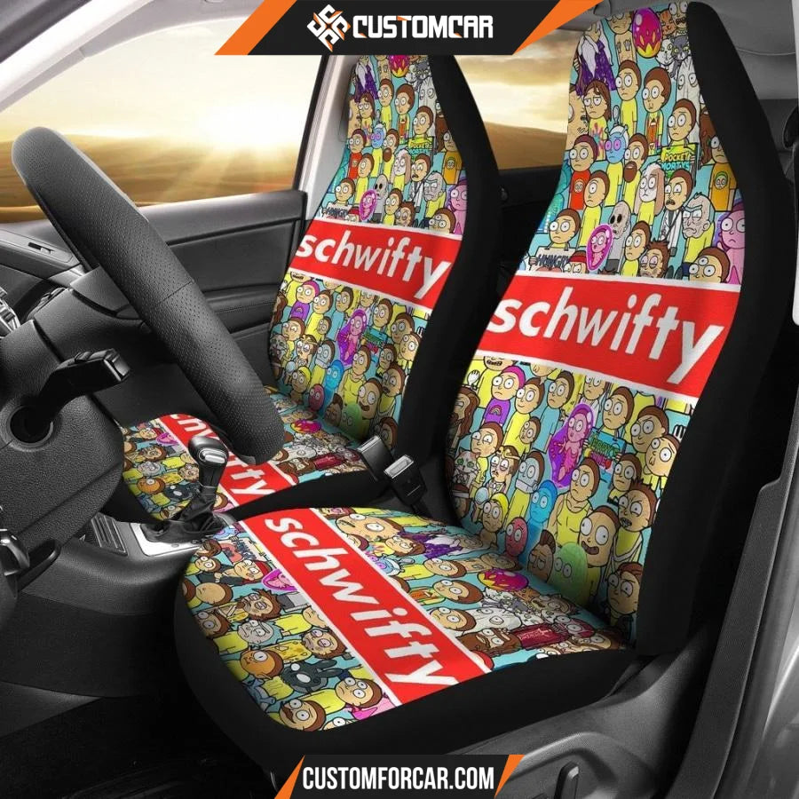 Rick And Morty Car Seat Covers Morty Emotions Schwifty Logo Seat Covers R21601 DECORINCAR 1