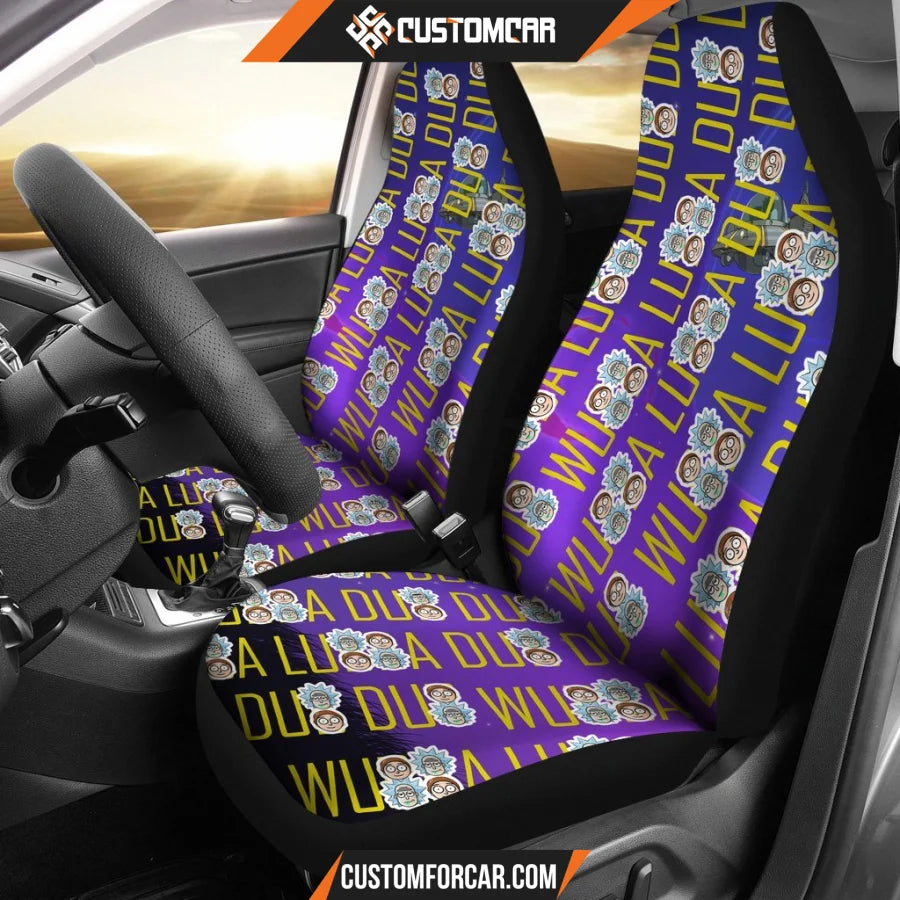 Rick And Morty Car Seat Covers Rick & Morty Heads Wubba Dubba Patterns Seat Covers R51404 DECORINCAR 1