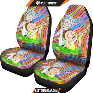 Rick And Morty Car Seat Covers Rick & Morty Smoke Weed Trippy Mode Seat Covers D31302 DECORINCAR 4
