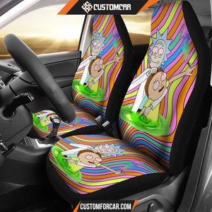 Rick And Morty Car Seat Covers Rick & Morty Smoke Weed Trippy Mode Seat Covers D31302 DECORINCAR 1
