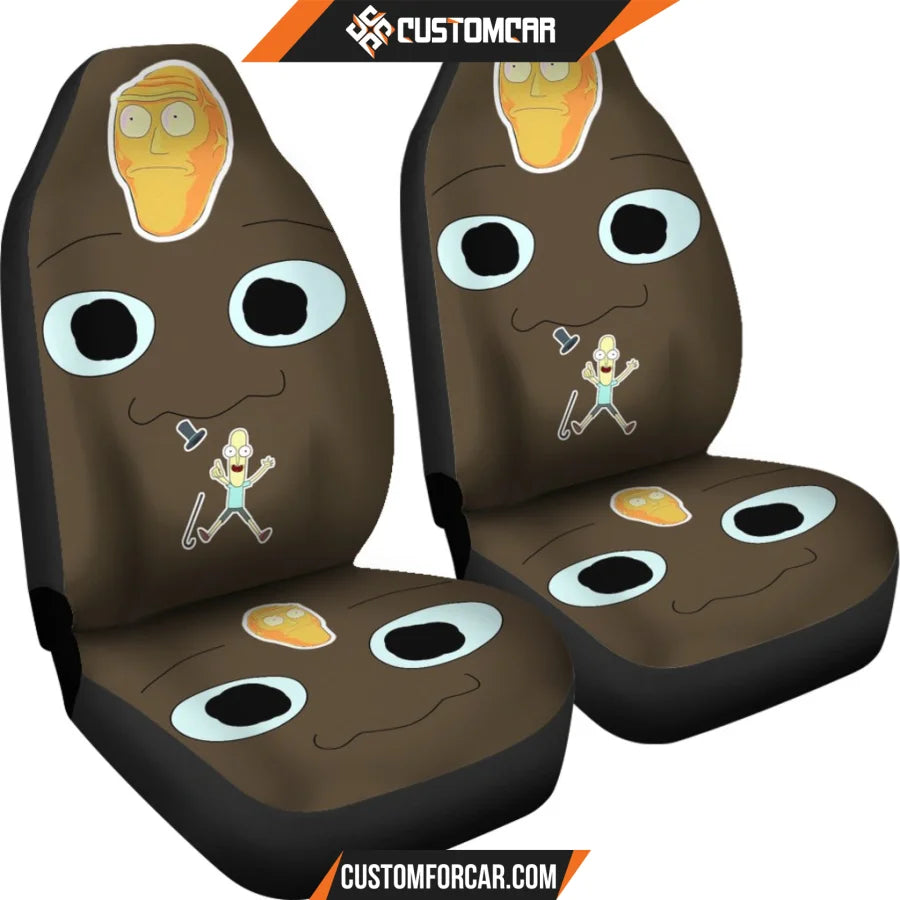 Rick And Morty Car Seat Covers Rick Star Head And Mr. Poppybutthole Brown Seat Covers R51406 DECORINCAR 4