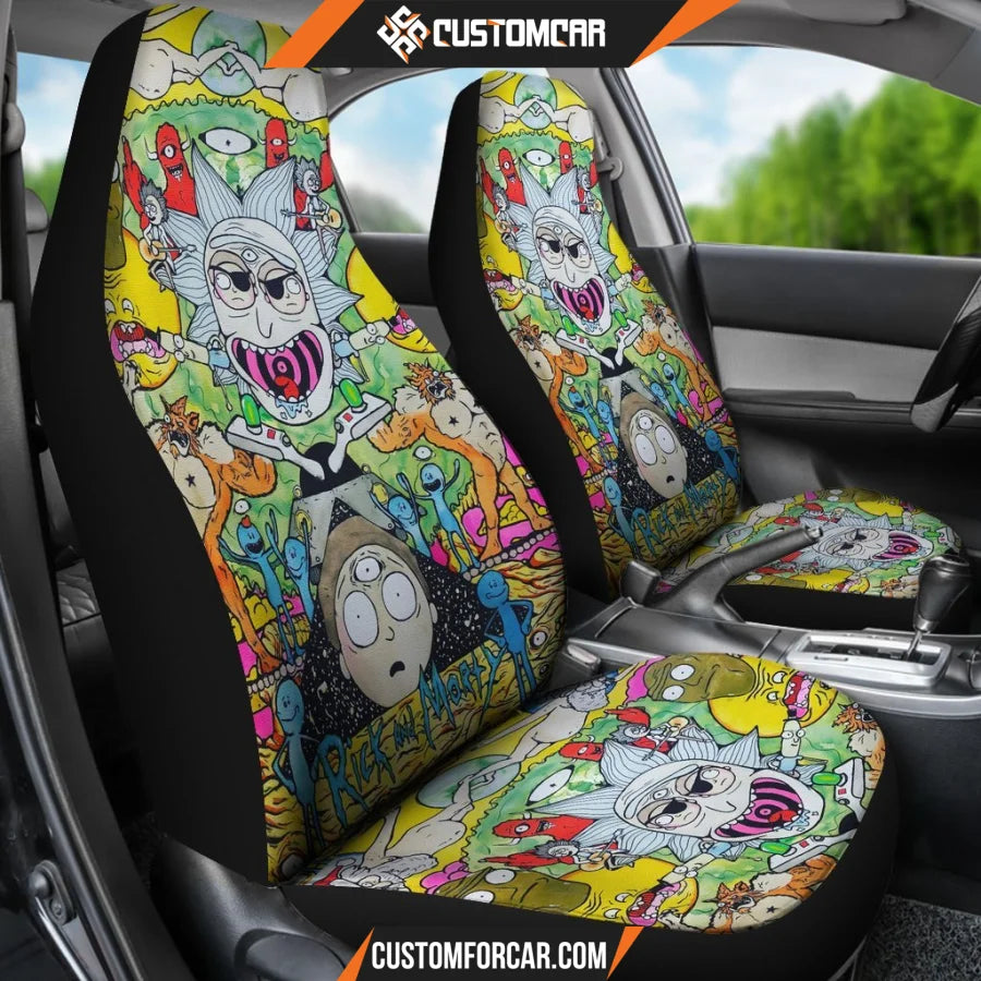 Rick And Morty Car Seat Covers Rick & Morty Supreme Patterns Trippy Seat Covers NT041502 DECORINCAR 3
