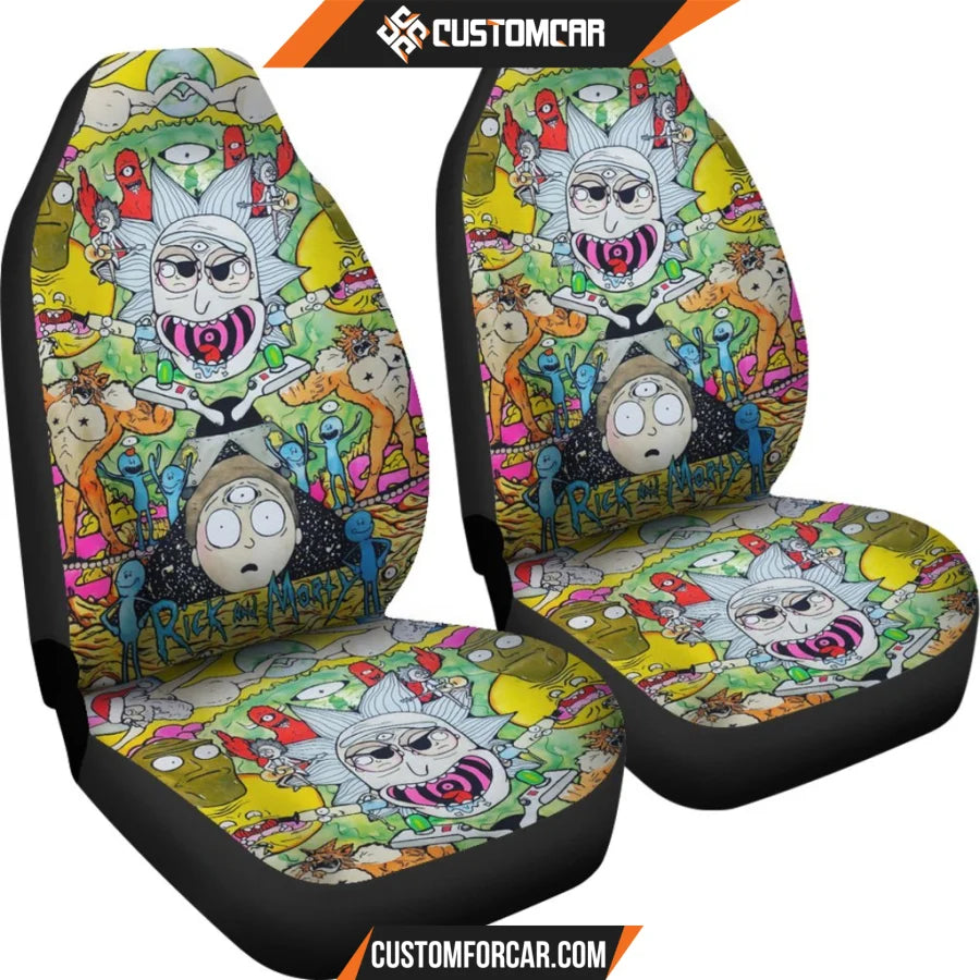 Rick And Morty Car Seat Covers Rick & Morty Supreme Patterns Trippy Seat Covers NT041502 DECORINCAR 4