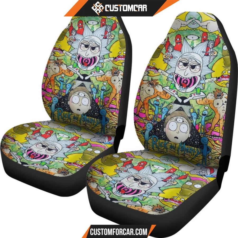 Rick And Morty Car Seat Covers Rick & Morty Supreme Patterns Trippy Seat Covers NT041502 DECORINCAR 2