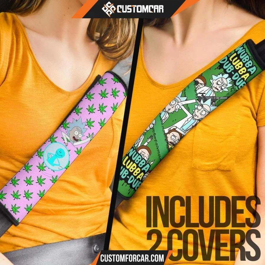 Rick And Morty Seat Belt Covers Rick In Pocket Weed Patterns Belt Covers NT041507 DECORINCAR 4