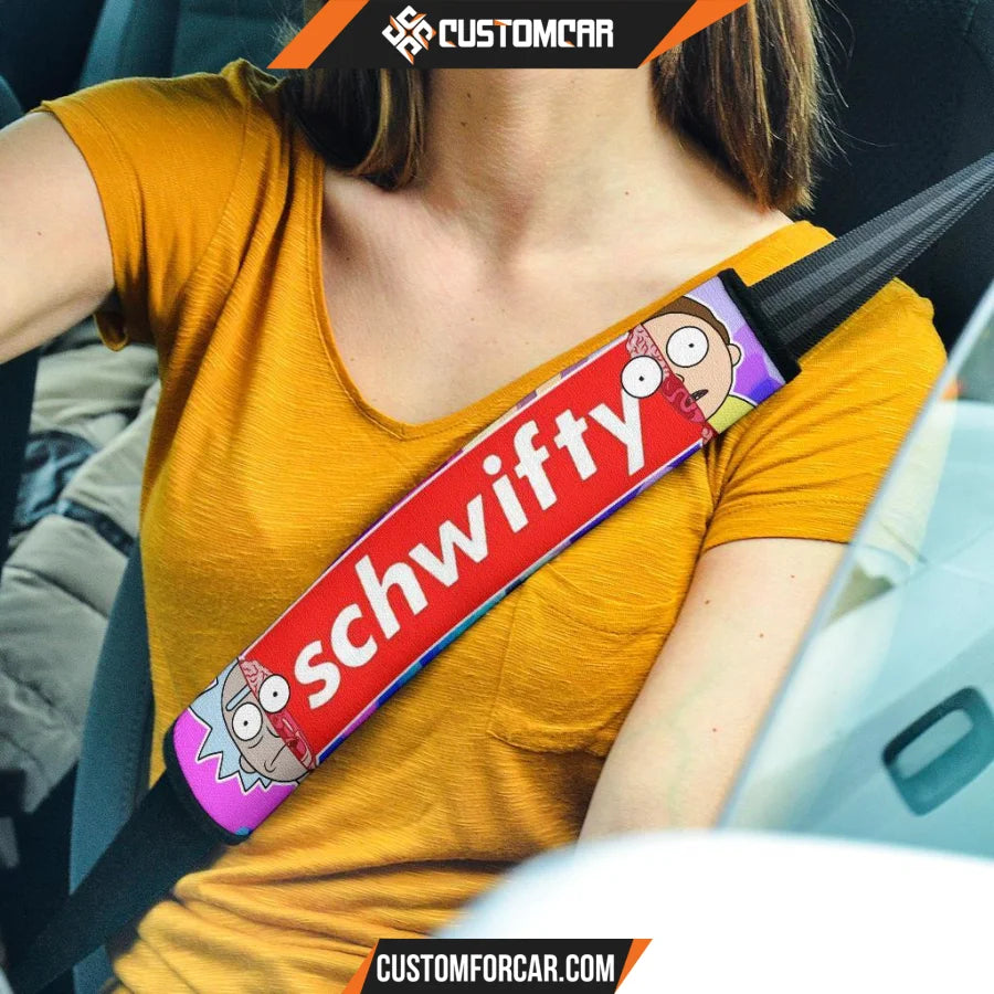 Rick And Morty Seat Belt Covers Rick & Morty Schwifty Half Head Belt Covers R51401 DECORINCAR 1