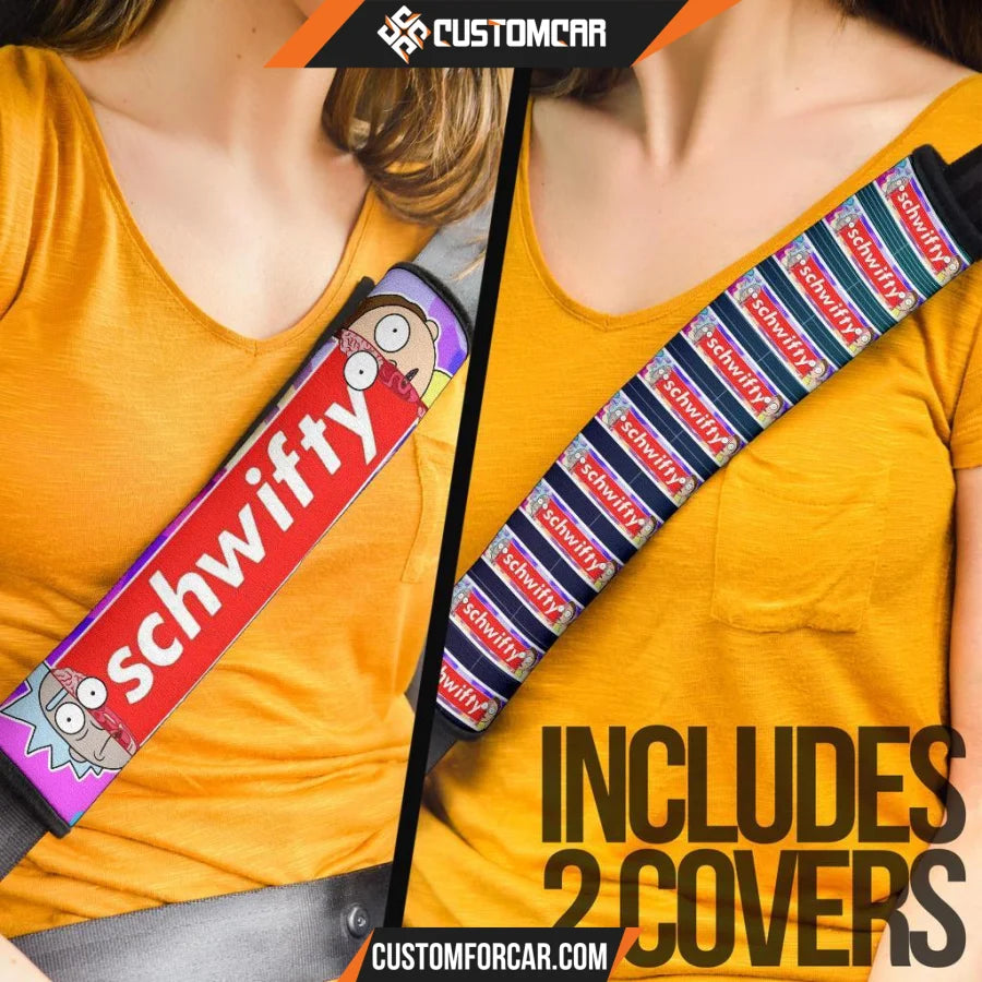 Rick And Morty Seat Belt Covers Rick & Morty Schwifty Half Head Belt Covers R51401 DECORINCAR 4