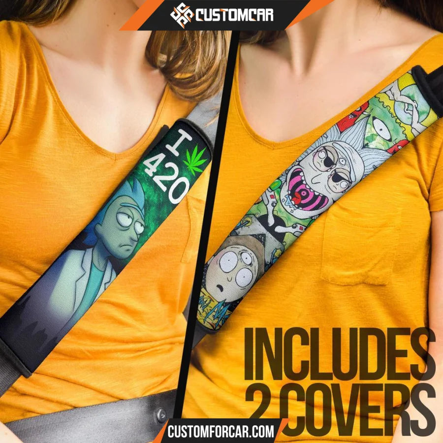 Rick And Morty Seat Belt Covers Weed Rick I Love 420 Belt Covers NT041503 DECORINCAR 4