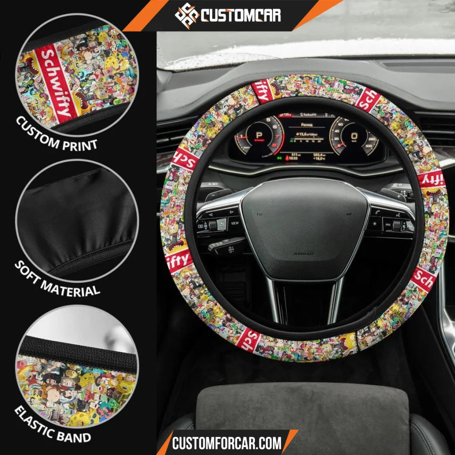 Rick And Morty Steering Wheel Cover Rick Morty Characters Schwifty Patterns Steering Wheel Cover R21606 DECORINCAR 4