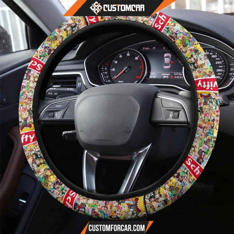 Rick And Morty Steering Wheel Cover Rick Morty Characters Schwifty Patterns Steering Wheel Cover R21606 DECORINCAR 3
