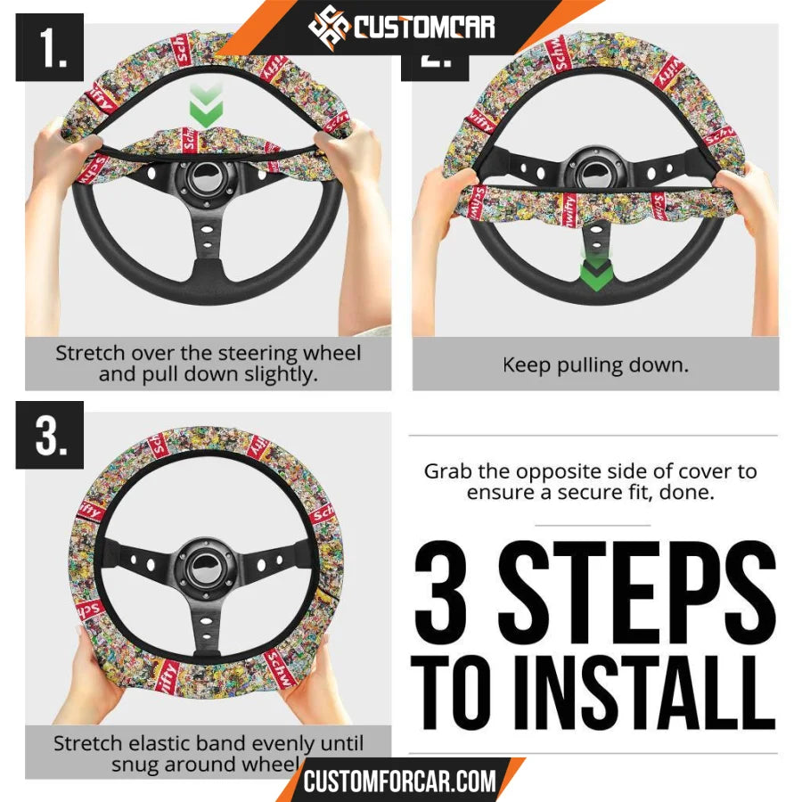 Rick And Morty Steering Wheel Cover Rick Morty Characters Schwifty Patterns Steering Wheel Cover R21606 DECORINCAR 6