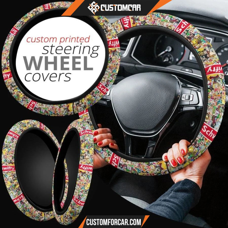 Rick And Morty Steering Wheel Cover Rick Morty Characters Schwifty Patterns Steering Wheel Cover R21606 DECORINCAR 2