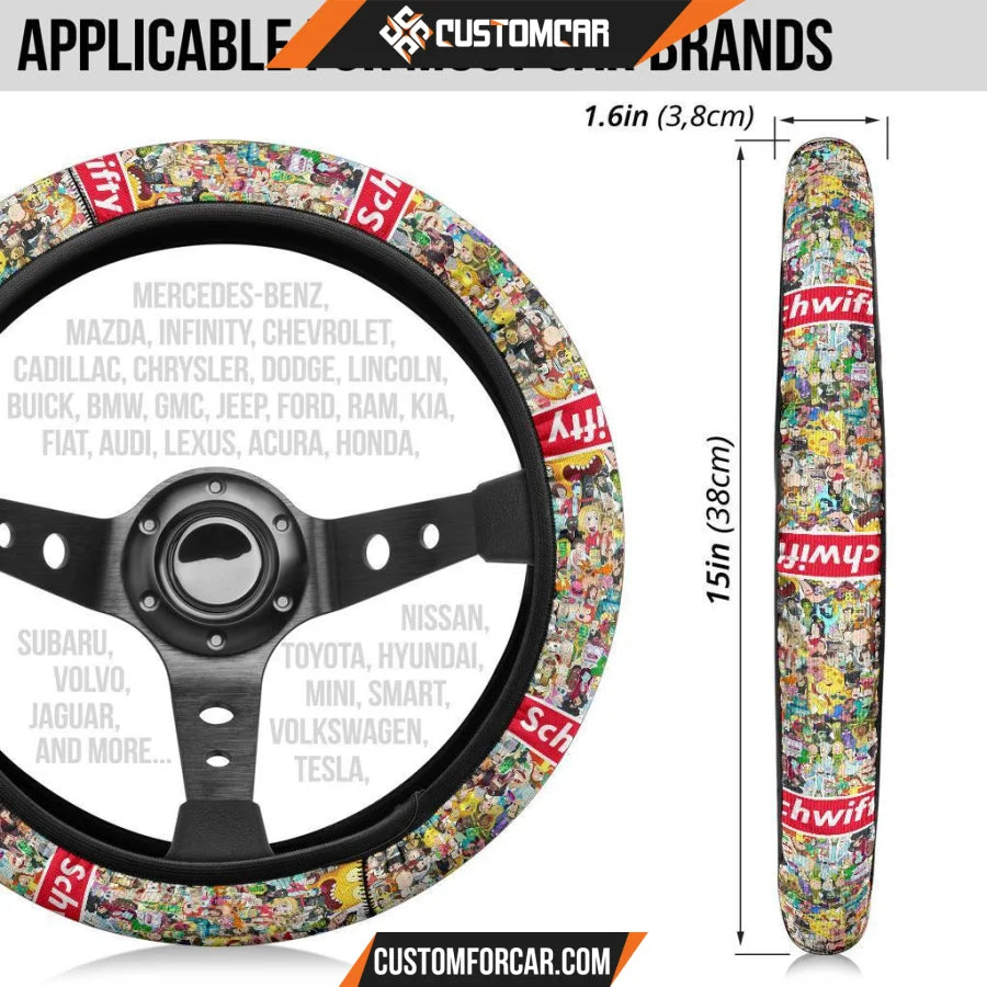 Rick And Morty Steering Wheel Cover Rick Morty Characters Schwifty Patterns Steering Wheel Cover R21606 DECORINCAR 7