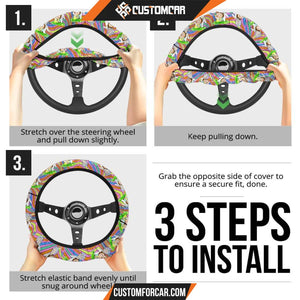 Rick And Morty Steering Wheel Cover Rick & Morty Smoke Weed Trippy Mode Steering Wheel Cover D31303 DECORINCAR 6