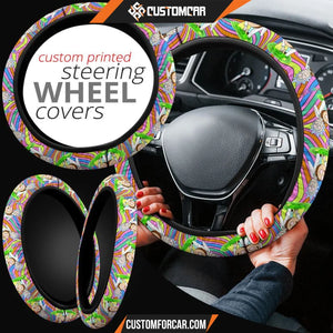 Rick And Morty Steering Wheel Cover Rick & Morty Smoke Weed Trippy Mode Steering Wheel Cover D31303 DECORINCAR 8