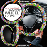 Rick And Morty Steering Wheel Cover Rick & Morty Smoke Weed Trippy Mode Steering Wheel Cover D31303 DECORINCAR 2