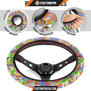 Rick And Morty Steering Wheel Cover Rick & Morty Smoke Weed Trippy Mode Steering Wheel Cover D31303 DECORINCAR 5