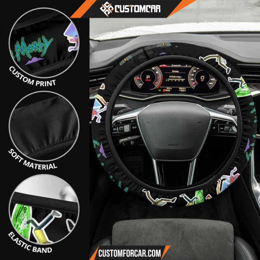 Rick And Morty Steering Wheel Cover Rick & Morty Teleport Game Mode Steering Wheel Cover D31304 DECORINCAR 4