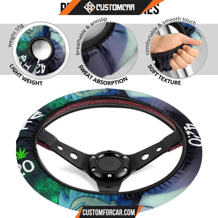 Rick And Morty Steering Wheel Cover Weed Rick I Love 420 Steering Wheel Cover NT041503 DECORINCAR 5