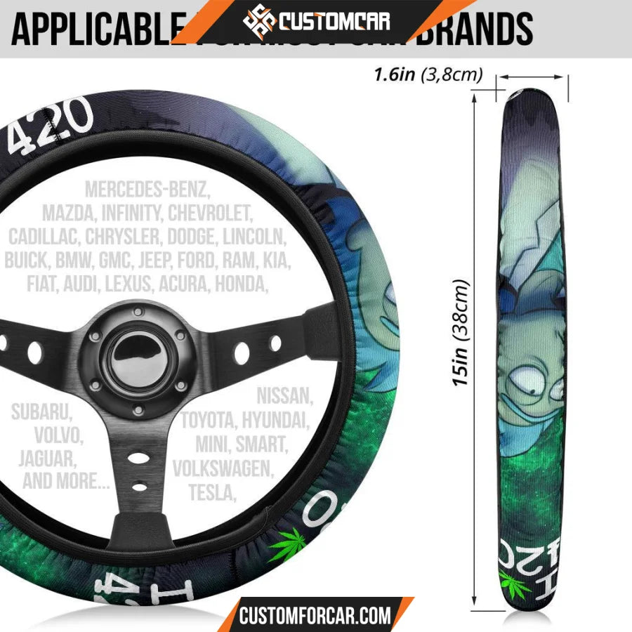 Rick And Morty Steering Wheel Cover Weed Rick I Love 420 Steering Wheel Cover NT041503 DECORINCAR 7