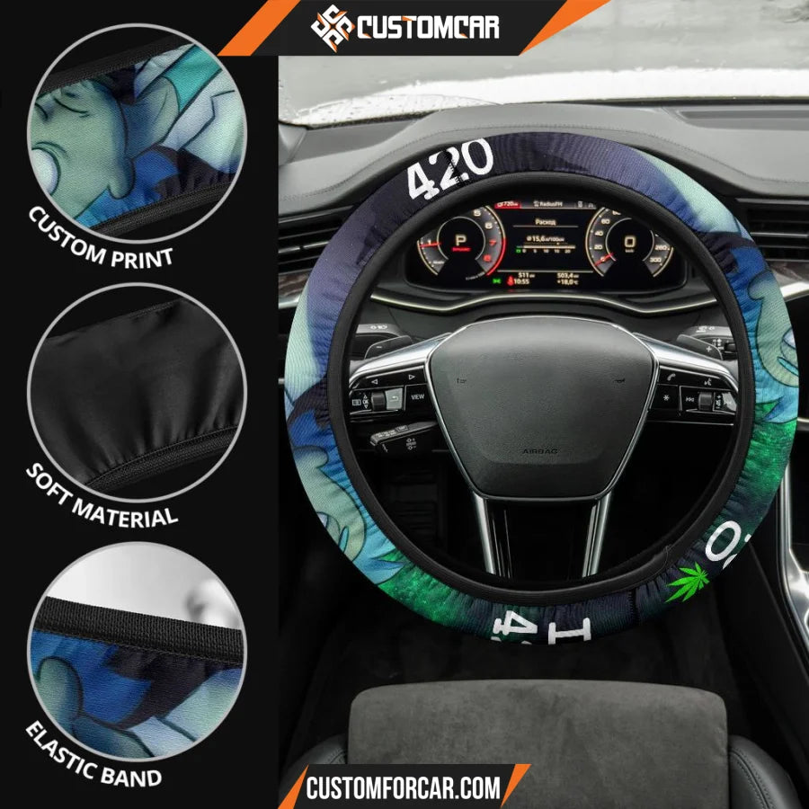 Rick And Morty Steering Wheel Cover Weed Rick I Love 420 Steering Wheel Cover NT041503 DECORINCAR 4