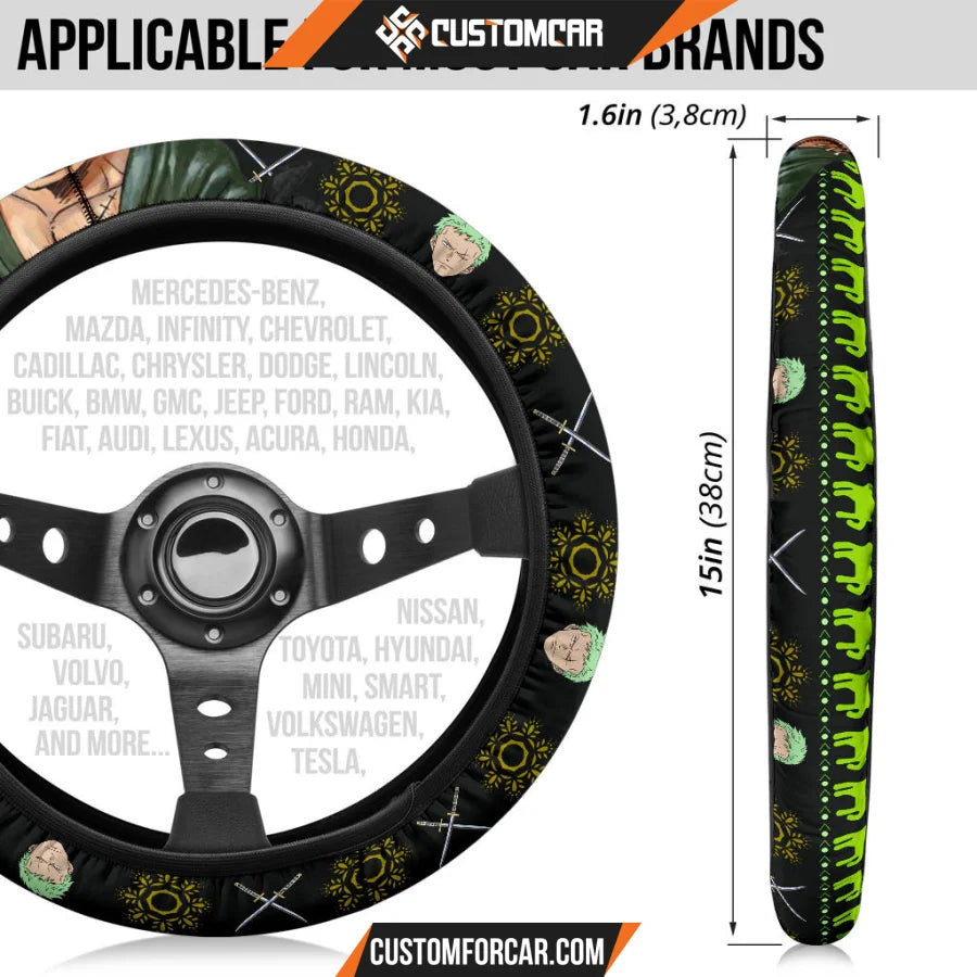 Roronoa Zoro One Piece Christmas Steering Wheel Cover Anime