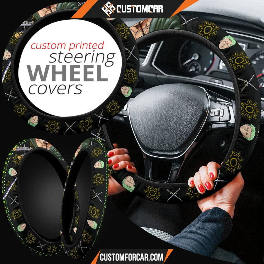 Roronoa Zoro One Piece Christmas Steering Wheel Cover Anime