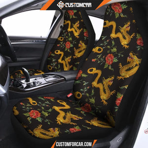 Rose Floral Golden Dragon Print Car Seat covers Car 
