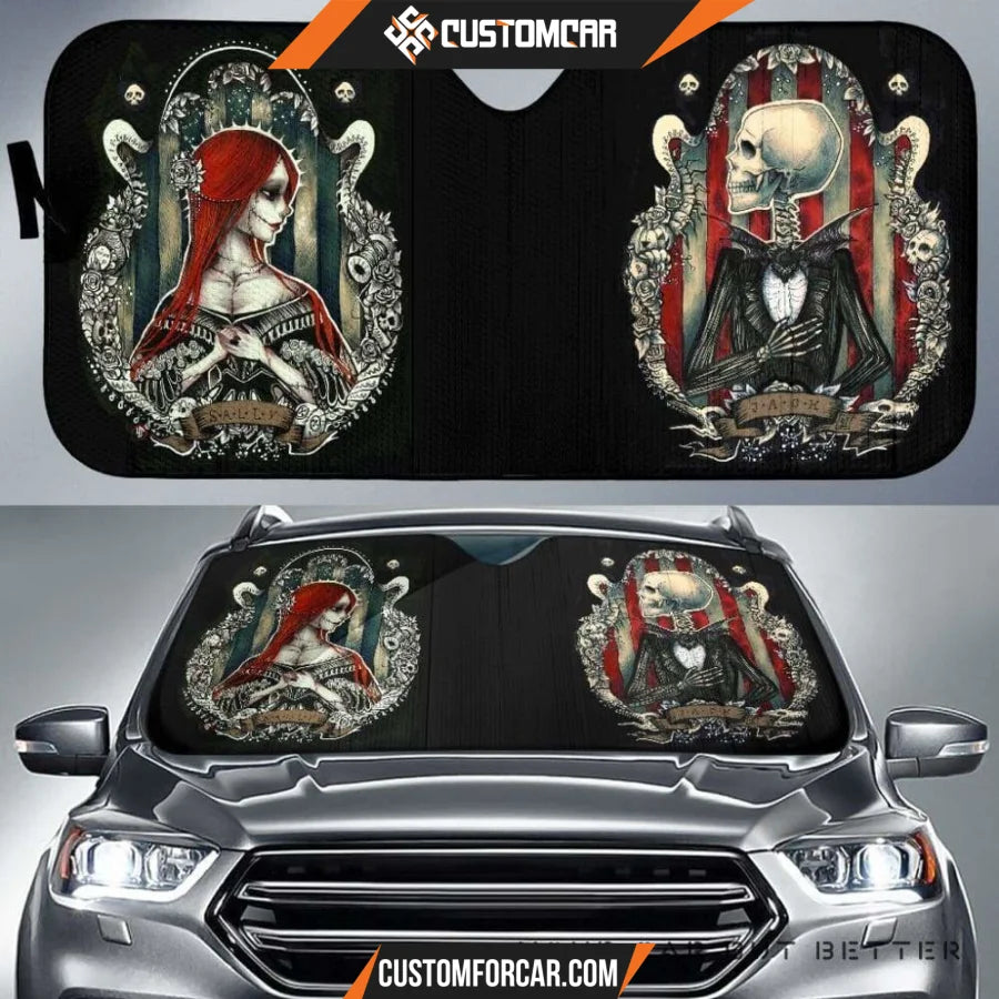 Sally & Jack Nightmare Before Christmas Auto Sun Shades Car 