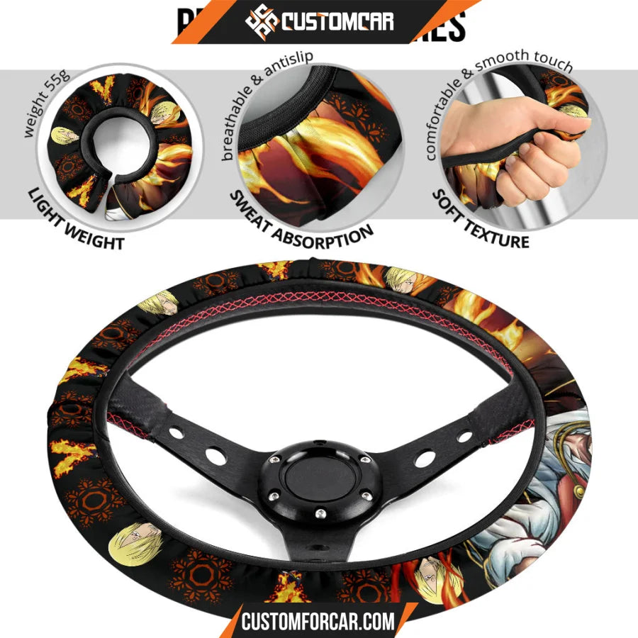 Sanji One Piece Christmas Steering Wheel Cover Anime Car
