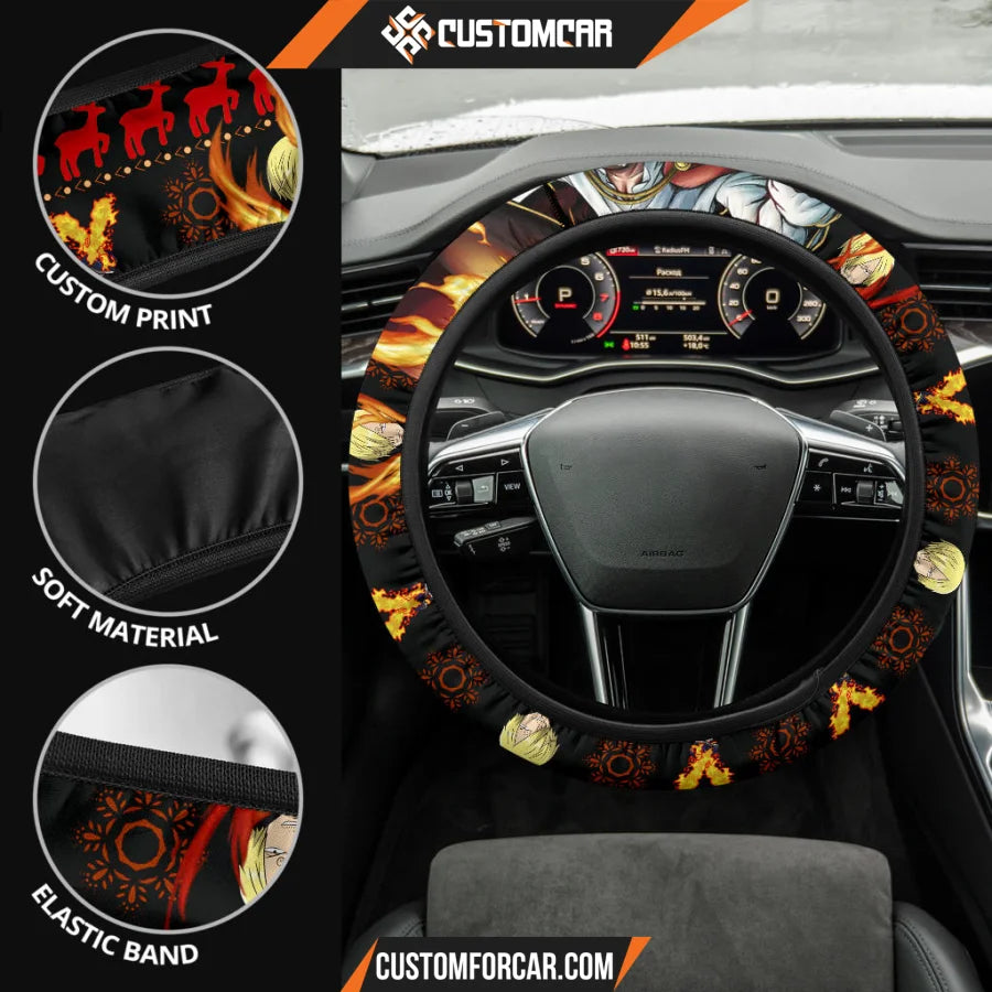 Sanji One Piece Christmas Steering Wheel Cover Anime Car