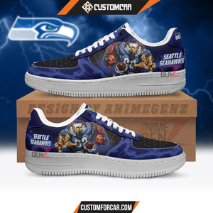 Seattle Seahawks Air Sneakers Mascot Thunder Style Custom