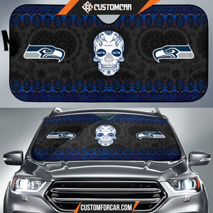 Seattle Seahawks American Football Club Skull Car Sun Shade