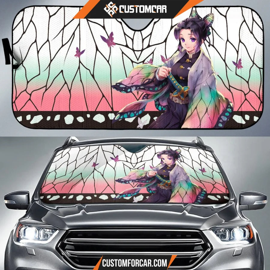 Shinobu Kochou Car Sun Shades Pattern Demon Slayer Anime Car