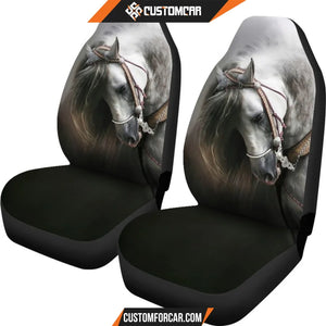 Silver Horse Warrior Animal Car Seat Covers Decor For Car 