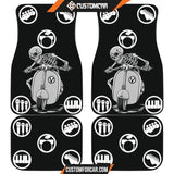 Skeleton Driving Vespa Rock Symbol Patterns Funny Rock N Roll Car Floor Mats R042610 DECORINCAR 1